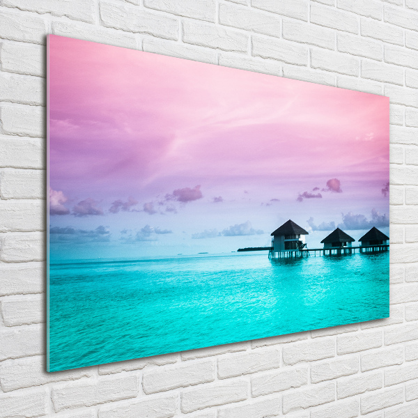 Quadro vetro Bungalow sull'acqua