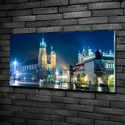Quadro vetro Cracovia di notte