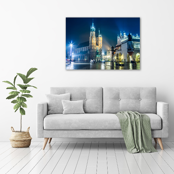 Quadro vetro Cracovia di notte