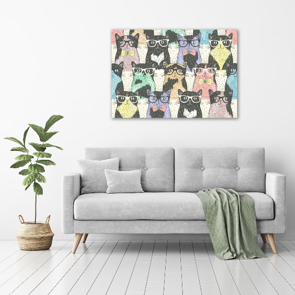 Quadro vetro Gatti con gli occhiali
