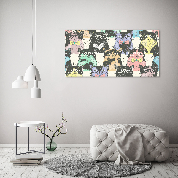 Quadro vetro Gatti con gli occhiali