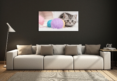 Quadro in vetro Gatto con gomitoli