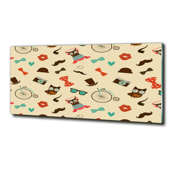 Quadro su vetro Gufi hipster