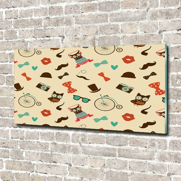 Quadro su vetro Gufi hipster