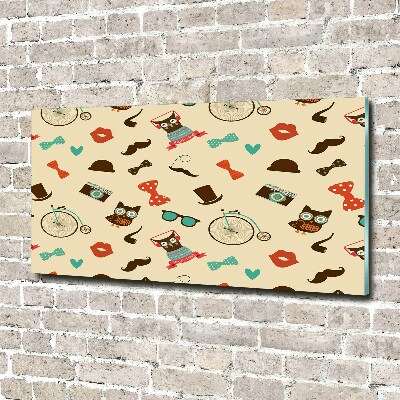 Quadro su vetro Gufi hipster