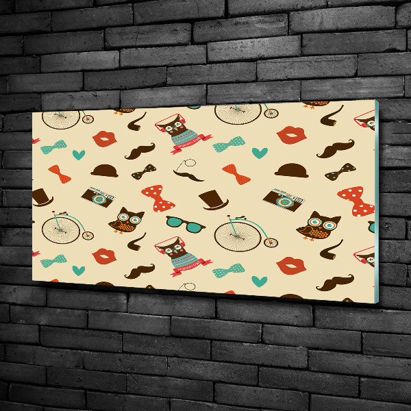 Quadro su vetro Gufi hipster