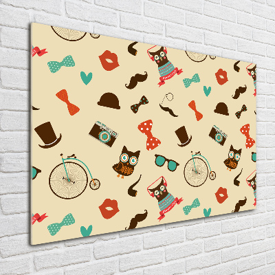 Quadro su vetro Gufi hipster