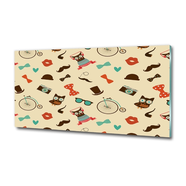 Quadro su vetro Gufi hipster