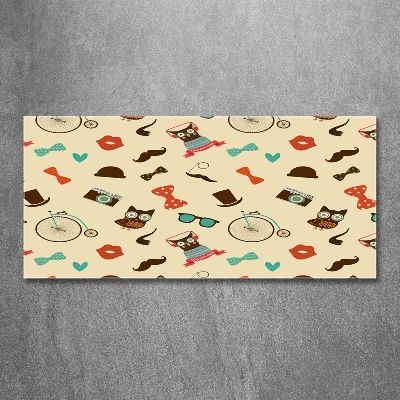 Quadro su vetro Gufi hipster