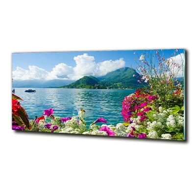 Quadro su vetro Fiori in riva al lago