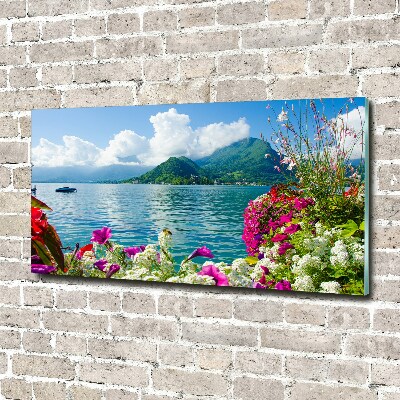 Quadro su vetro Fiori in riva al lago