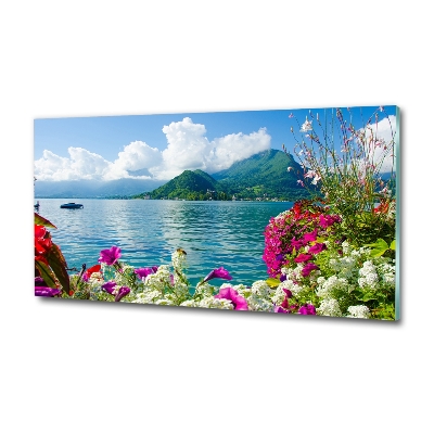 Quadro su vetro Fiori in riva al lago