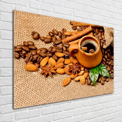 Quadro vetro Chicchi di caffè e una tazza