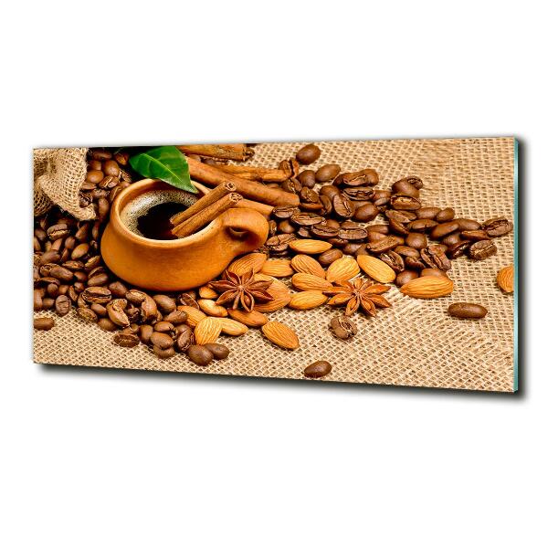 Quadro in verde Chicchi di caffè e una tazza