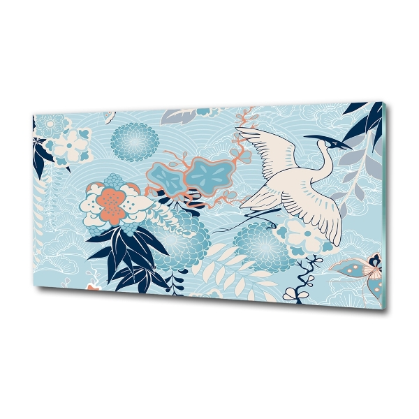 Quadro vetro Gru e fiori