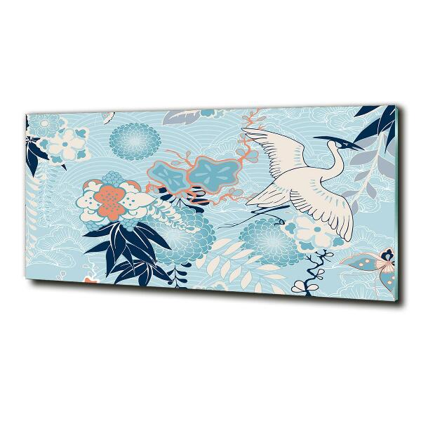 Quadro vetro Gru e fiori