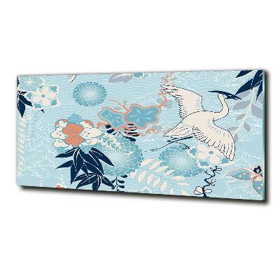 Quadro vetro Gru e fiori