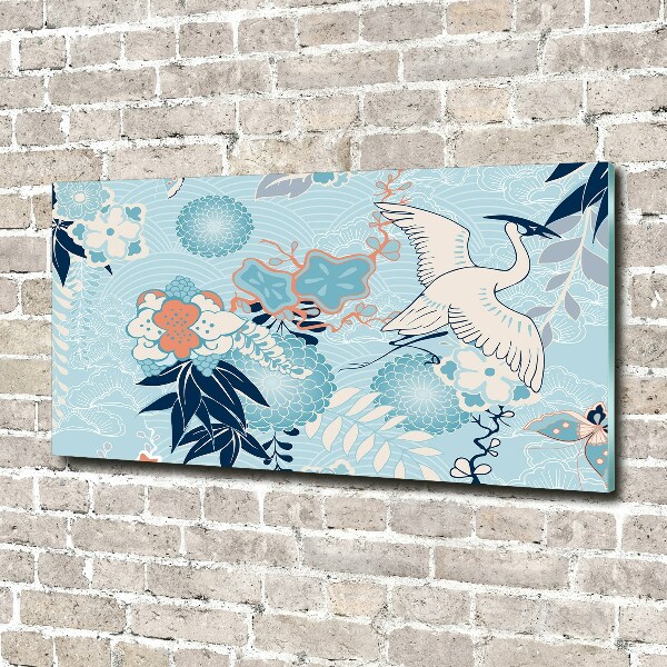 Quadro vetro Gru e fiori