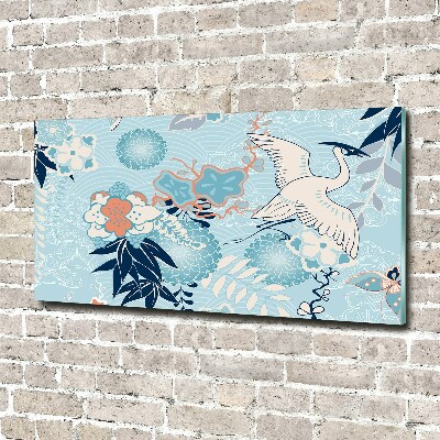 Quadro vetro Gru e fiori