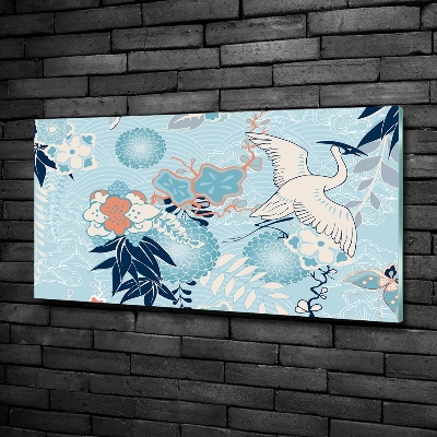 Quadro vetro Gru e fiori