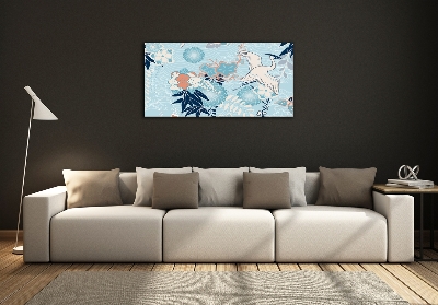 Quadro vetro Gru e fiori