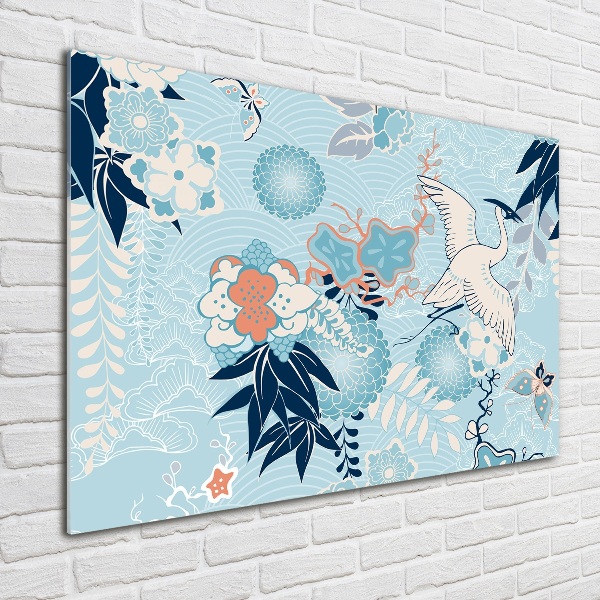 Quadro vetro Gru e fiori