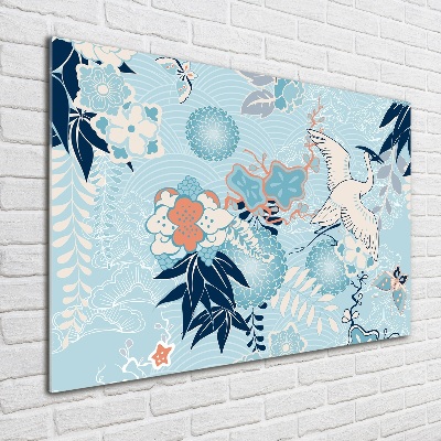 Quadro vetro Gru e fiori