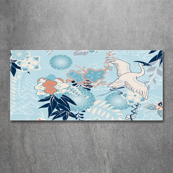 Quadro vetro Gru e fiori