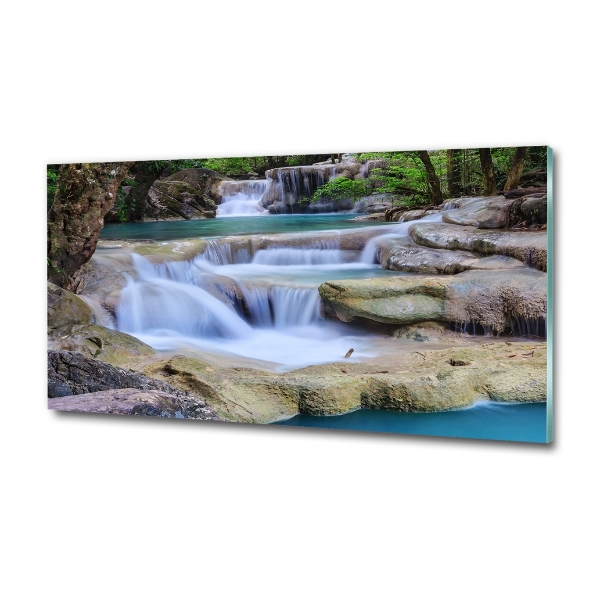 Quadro su vetro Cascata nella foresta
