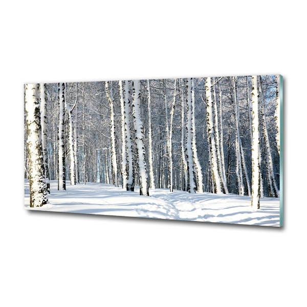 Quadro vetro Foresta in inverno