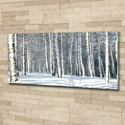 Quadro vetro Foresta in inverno