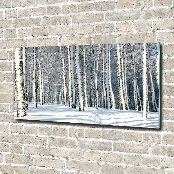 Quadro vetro Foresta in inverno