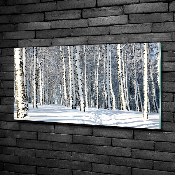 Quadro vetro Foresta in inverno