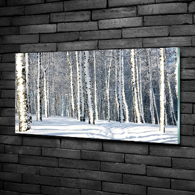 Quadro vetro Foresta in inverno
