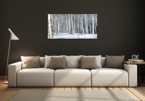 Quadro vetro Foresta in inverno