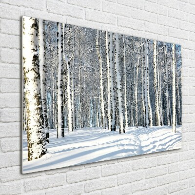 Quadro vetro Foresta in inverno
