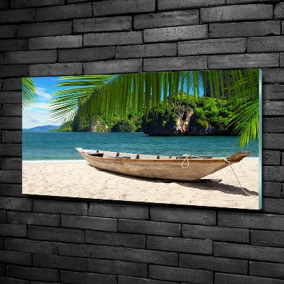 Quadro su vetro Una barca sulla spiaggia