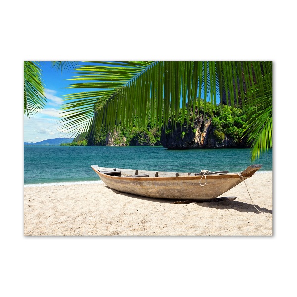 Quadro su vetro Una barca sulla spiaggia