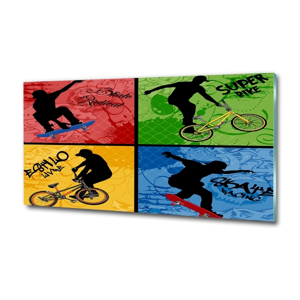 Quadro vetro Bicicletta e skateboard