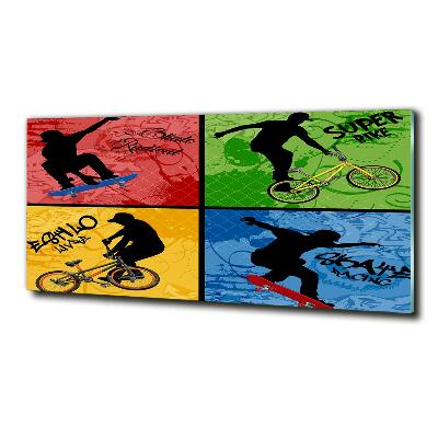 Quadro vetro Bicicletta e skateboard