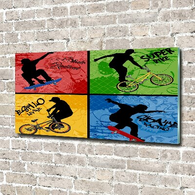 Quadro vetro Bicicletta e skateboard
