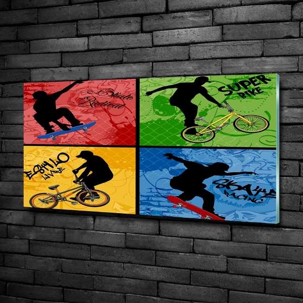 Quadro vetro Bicicletta e skateboard