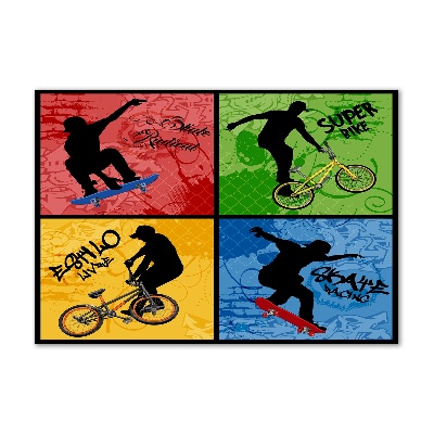 Quadro vetro Bicicletta e skateboard
