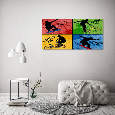 Quadro vetro Bicicletta e skateboard