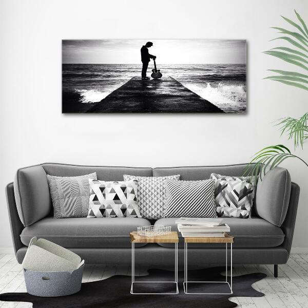 Quadro vetro Chitarrista sul molo