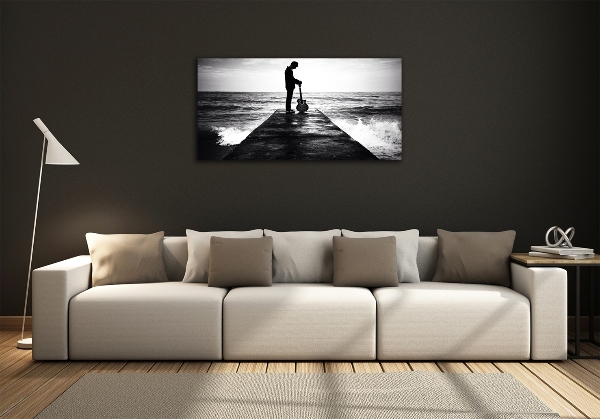 Quadro vetro Chitarrista sul molo