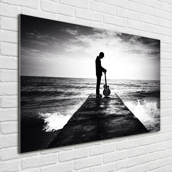 Quadro vetro Chitarrista sul molo