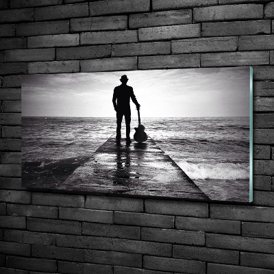 Quadro su vetro Chitarrista sul molo