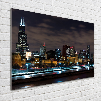 Quadro su vetro Chicago di notte