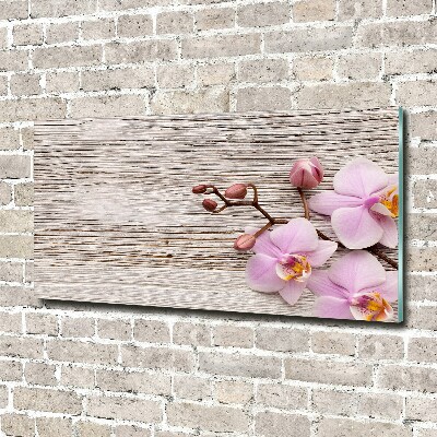 Quadro vetro Orchidea su legno